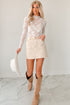 Sheer Floral Lace Mesh Mock Neck Elegant Long Sleeve Fitted Top